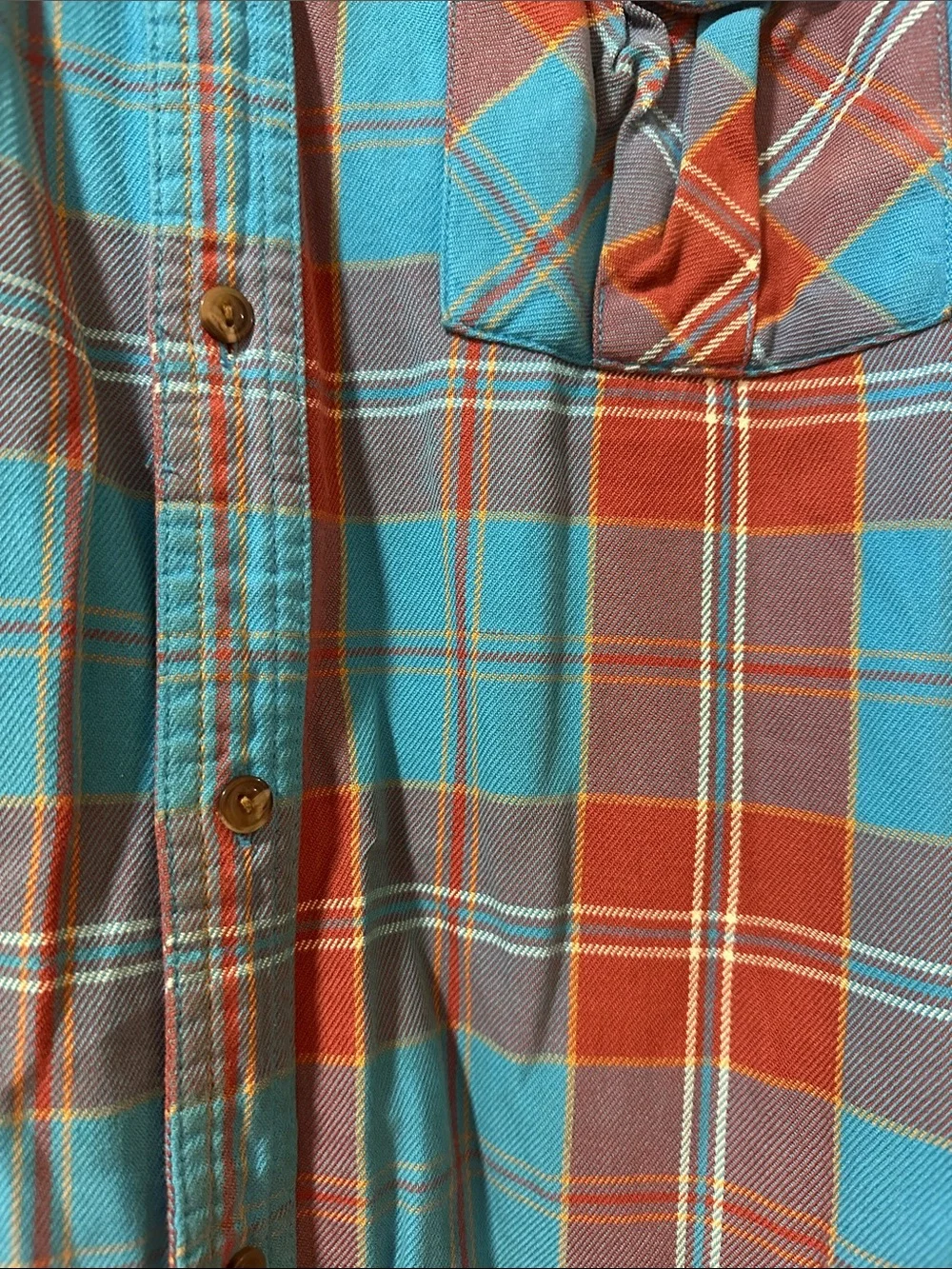 The North Face Men's Teal and Maroon Plaid Button-Down Shirt